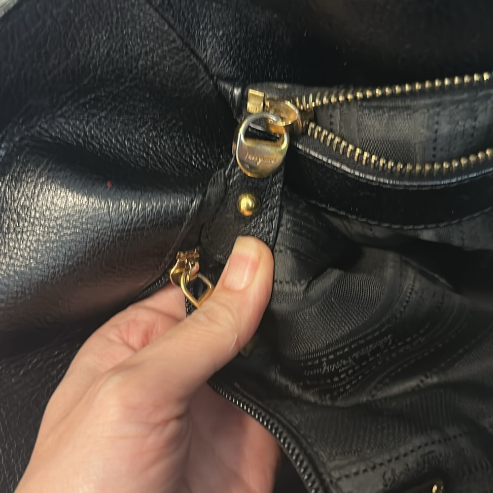 Salvatore Ferragamo Black Satchel with Gold Accents - Picture 12 of 13